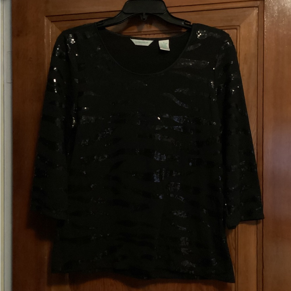 Black Sequin Pattern Women's Top